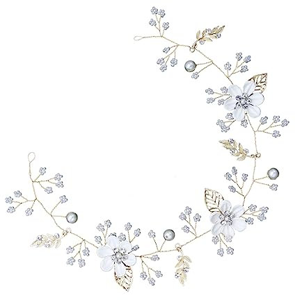 FRCOLOR Perlen-braut-stirnband Mit Strasssteinen Blumenkranz Für Hochzeit Elegantes Haarschmuck-accessoire Für Damen Weißes Kopfschmuck Besondere Anlässe