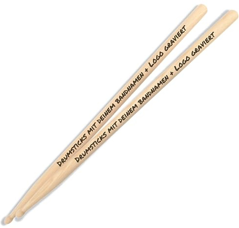 1 Paar Personalisierte Ahorn-Drumsticks mit Wunsch-Gravur| Schlagzeug Sticks mit Druck personalisiert - verschiedene Größen | Geschenke für Schlagzeuger - eins der besten Geschenke für Drummer (2B)