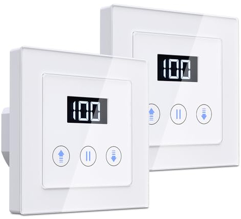 Allevoi Rolladenschalter Smart, Jalousieschalter Rolladen Zeitschaltuhr Kompatibel mit Alexa/Google Home, Prozentuale Steuerung, Mit steuerbarer LEDs Benötigt Nullleiter
