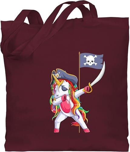 Baumwolltasche - Einhörner - Taschen - Dabbing Einhorn Pirat Geschenk Pirateneinhorn I Einhornkapitän I Piratenparty - Unisize - Bordeauxrot - einhörnern mit stofftasche unicorns unicorn motiv