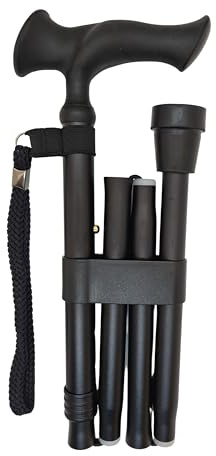 Stock-Fachmann® Höhenverstellbarer Faltbarer Gehstock Black Mit Super Soft Escort Griff Und Handschlaufe 5-fach Höhenverstellbar Von 85-95cm Eigengewicht 420g Belastbar Bis 100kg Mehr Gangsicherheit