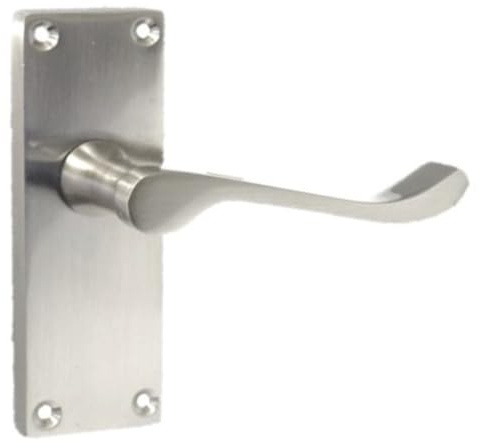Epsom Door Handle Victorian Scroll Satin Nickel Lever Set – Backplate Design 118mm x 42mm – Includes Tubular Latch – 6 Pairs