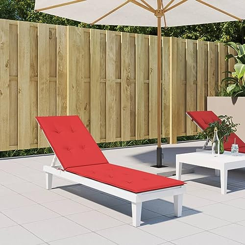 ZEYUAN Liegestuhl-Auflage, Hollywoodschaukel Auflage, Sonnenliege Auflage, Gartenliege Auflage, Liegenauflage, Deckchair Auflagen, Rot (75+105) x50x3 cm