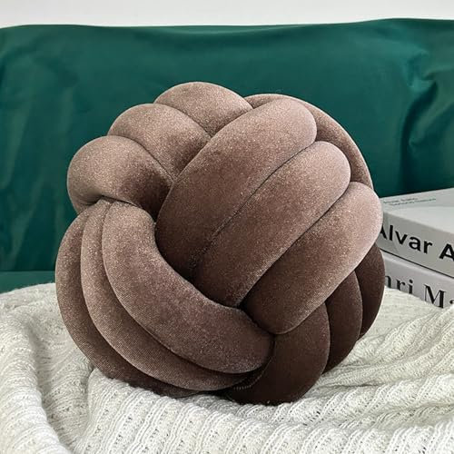 Ueiwffzo Knotenkissen Zierkissen, Aesthetic Room Decor Knoten Kissen Kuschelkissen, Weiche Flauschige Sofakissen Aesthetic Kissen Dekokissen für Sofa Bett Boden Deko (Braun,22 cm)