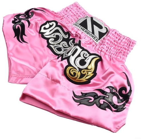 Pantaloncini da kickboxing con vita elastica per allenamenti unisex di MMA e Muay Thai, Rosa, XS
