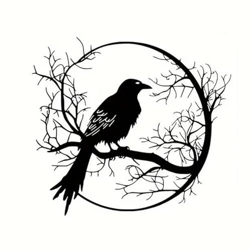 Décoration Murale Cuisine Deco Mural,Décoration Murale Noire Oiseaux et Branches Décoration Salon Moderne,Tableau Decoration Murale Métal Decoration Murale Pour Intérieur Le Couloir,30x26cm