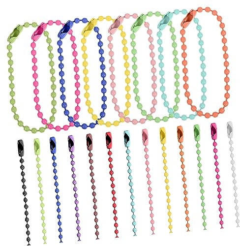 TOPPERFUN Cadenas De Cuentas Para Llaveros 100 Piezas Mezcla De Colores 2.4mm Grosor 12cm Longitud Accesorios De Joyería Resistentes y Duraderas Ideales Para Manualidades y Etiquetas Colgantes