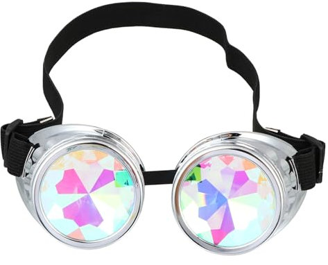 ROMISBABA Steampunk Kaleidoskop Brille Winddichtpc Rahmen Ac Linse Silber Glitzernd Rave Party Zubehör Für Kinder Und Erwachsene