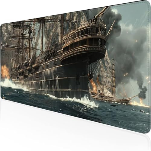 Alfombrilla Ratón XXL Gaming Tapete Escritorio Ordenador 1200 x 600 x 3mm Protector Escritorio Alfombrilla Antideslizante, Mouse Pad Compatible con Ratón Láser y Óptico Mar Velero
