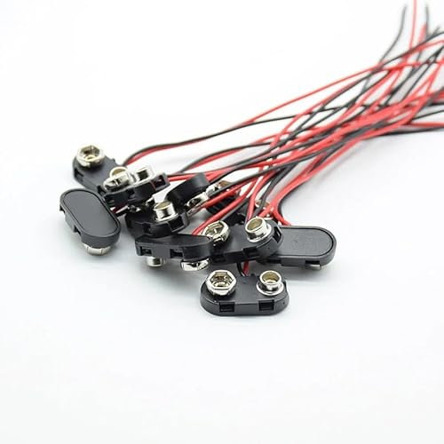 ZDVHOMCB 10pcs/5pcs T Type 9V Battery Snap Connector Clip Lead Wires Holder Line Length 15CM (10pcs)