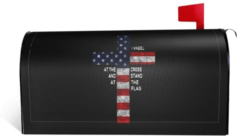Mailbox Covers I Stand for The Flag I Kneel for The Cross Mail Box Cover Magnetic Post Cover Letter Box Covers Garden Decor Outdoor Indoor Standard Size