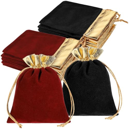 12 Pieces Velvet Jewelry Pouches, 15x12cm Small Velvet Bags with Drawstrings for Jewelry, Candy, Wedding Party Favors