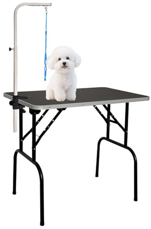 Baohe- 30 Inch Dog Grooming Table - Pet Grooming Table - Foldable, Adjustable Arm, Portable, Non-Slip Grooming Table for Dogs at Home - Black