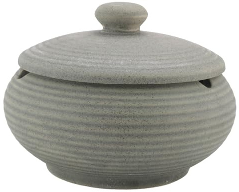 Huudngeje Cenicero de CeráMica con Tapa a Prueba de Viento para Uso en Interiores y Exteriores - Azul