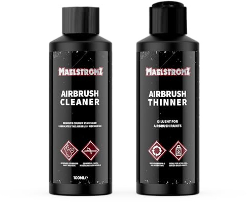 Maelstromz - Airbrush Cleaner & Thinner Duo Pack | Acrylic Paint Cleaning & Flow Improver Solution for Airbrushing and Restoration, Model Building - 2x 100ml