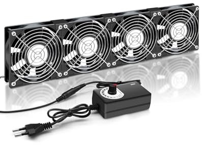 RUIZHI 480mm Gehäuselüfter 12V PC Lüfter - Computer Lüfter Einstellbare Windgeschwindigkeit, AC 220V - 240V, 2750 RPM, für PC Laptop, TV, Radio, Router, Vierreihiger