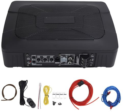 Subwoofer Attivo a di Picco 600W, Amplificatore Integrato, Remote Volume per Bassi per Sistemi Audio Stereo per Auto, Design Piccolo Sottile per il Risparmio di Spazio