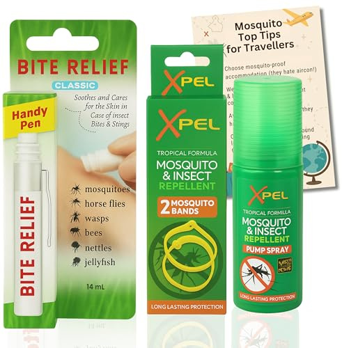 Mosquito Repellent Bracelet Bundle with Insect Repellent Spray and Bite and Sting Relief + Travel Guide - Long Lasting and Fast Protection for Travel, Camping and Outdoors