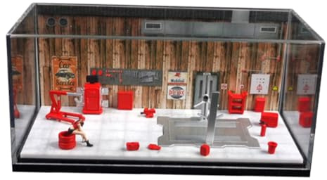 predolo Vitrine de Modèle Automobile 1:64, Scène de Garage, Objet Décoratif, Collection Miniature, Style A