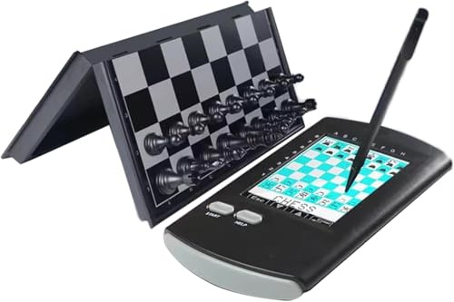Set di scacchi elettronici, intelligente, portatile, per giocatore singolo, scacchi al computer, con scacchiera pieghevole e pezzi magnetici, regalo per adulti per la famiglia