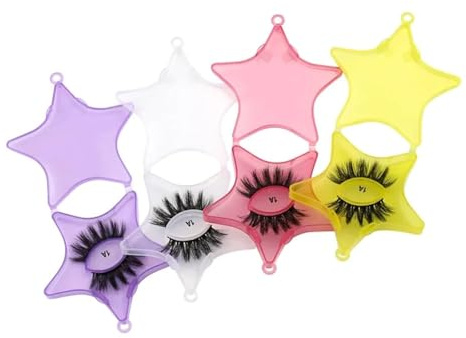 4Pcs 4 Colors Empty Plastic Lash Boxes Star Shape Eyelash Storage Box Travel Case 3D False Eyelashes Packaging Gift Boxes Holder Organizer for Women Girl Eyelash Storage and Packaging False Eyelashes