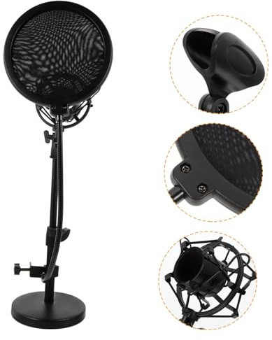SUPVOX Soporte Micrófono de Mesa Ajustable con Soporte Metálico Duradero y Filtro Compatible con Micrófonos Inalámbricos y Condensadores para Grabación y Streaming