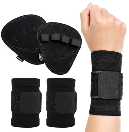 Straps Palestra in Pelle, Cinghie Sollevamento Pesi con Imbottitura, Fascette da Polso per Allenamento, Presa Sicura per Deadlift, Powerlifting, Pull-Up, Accessori Fitness Uomo e Donna