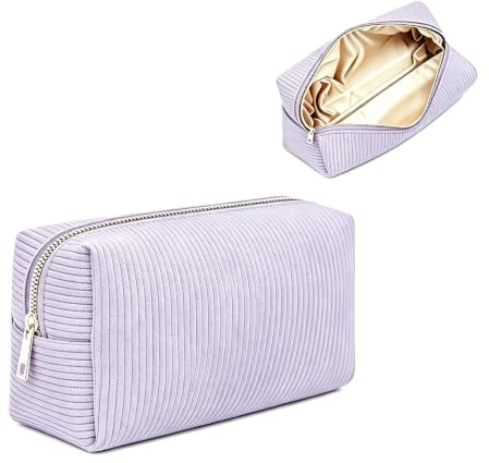 Small Makeup Bag, Travel Makeup Bag for Handbag, Portable Makeup Pouch for Brushes & Skincare, Gift for Women & Teens, 18x11x7cm (Purple)