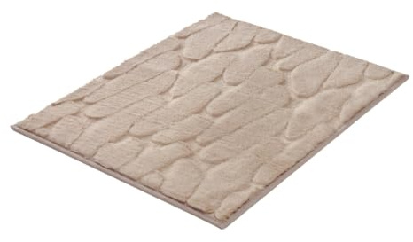 Kleine Wolke Badteppich Tondo Seidenfarben 50 x 60 cm | OEKO-TEX zertifiziert, rutschhemmende Unterseite, für Fußbodenheizung, maschinenwaschbar, 100% Polyester