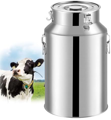 Adima 201 Stainless Milk Bucket Heavy Duty Milk Transport Bucket Airtight Storage Milk Cans with Silicone Sealed Lid for Liquid Storage and Transport,5L