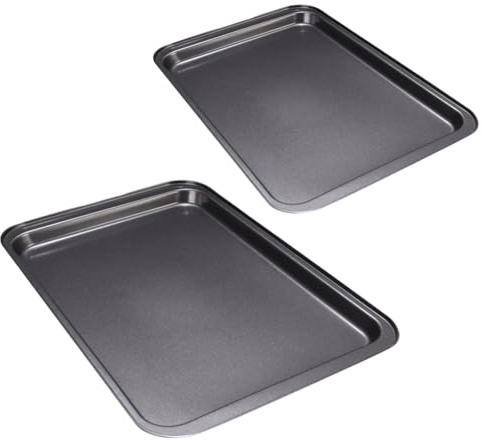 Teglia da forno con rivestimento antiaderente, 2 pezzi, altezza 2,5 cm, rettangolare, per cuocere teglie, per feste