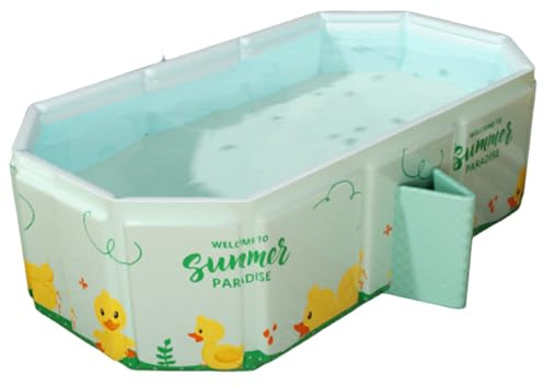 Foldable Baby Bathtub 30.7x17.7x11.8 inch Collapsible Baby Bathtub with Double Outfall and Support Feet Plastic Portable Tub for Kids 0-8 Years Old