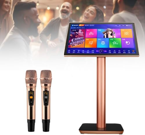Máquina de karaoke profesional con micrófono inalámbrico, reproductor de pantalla inteligente, control de aplicación móvil, descarga de canciones en la nube, ideal para entretenimiento en casa y bar
