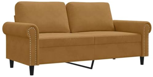 Foknhdi 2-Sitzer-Sofa Braun 172x77x80 cm Samtbezug Metallgestell Modernes Design Bequeme kleine Couch für Wohnzimmer Büro Gästezimmer