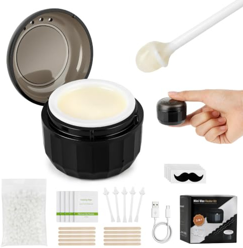 Nasenhaarentferner, Nasenhaar Wachs, Waxing Set für Männer und Frauen, Mini Wax Maschine mit 100g Wax,20 Nasenwachs Stäbchen Ohr Nasen Augenbrauen Haarentfernung