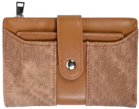 Rieoany Liten damplånbok PU 14 × 9 × 4 cm - 22 kortplatser med dragkedja, perfekt för kontor, resor eller gåva, Mörkbrun, 14 x 9 cm, Samtida