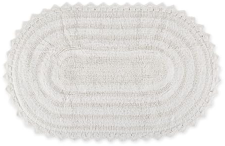 DII Crochet Collection Wende-Badematte, klein, oval, 43 x 61 cm, Weiß