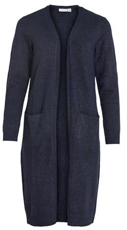 Vila dam Cardigan-tröja Viril L/S långa stickade koftor, Blå (total klippdetalj:melange), XS