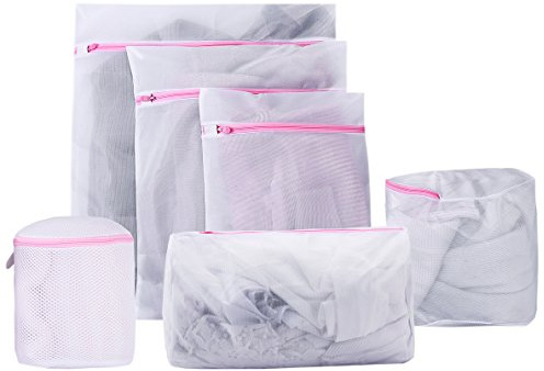 ISIYINER Wäschesack,Waschbeutel für Waschmaschine Wäschenetz mit Reißverschluss Wäschetasche Mesh für Kleider BH Schuhe Babykleidung 6 Stück