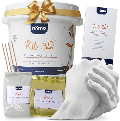 Niimo® Kit Calco Mani Coppia - Alginato e Gesso per Stampi, Regali per Lui, Regali per Lei, Scultura Mani Coppia