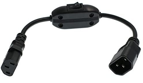 DRRI PDU UPS Stromkabel 100-250V, IEC 320 C14 zu C13 mit Ein/Aus Schalter 1ft/30CM für Computer Server, Monitor