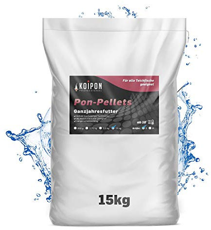 KOIPON Pon-Pellets 3mm 15 kg, Fischfutter für Teichfische, Ganzjahresfutter schwimmend, Teichfutter, als Koifutter und Goldfischfutter geeignet