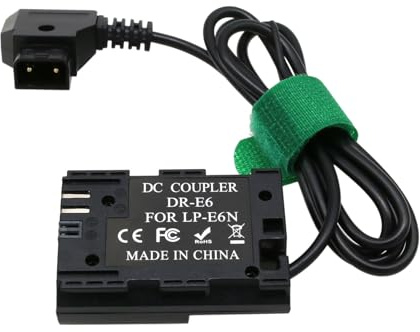 HangTon D-tap LP-E6N LP-E6NH LP-E6 Power Adapter Dummy Batterie für Canon R5 R6 R5C R6II R7 5D II/III/IV 5DSR 6D 6DII 7DII Zacuto EVF Portkeys Monitor
