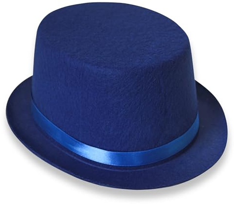Carnavalife, Sombrero Chistera, Sombrero de Copa, de Fieltro Satén, Sombrero Mago con Cinta de Raso para Carnaval, Halloween, Fiestas, etc (Azul niño)