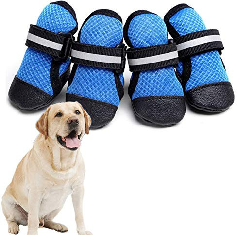 Hundesocken Hundeschuhe Sommer Hundepfotenschutz Hundeschuhe Hundesocken Hundestiefel für verletzte Pfoten wasserdicht Haustierstiefel Blue,XXL