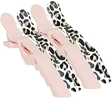 The Vintage Cosmetic Company Sectioning Clips for Styling Comfortable Hold All Hair Types Non Slip Leopard Print 4 Piece
