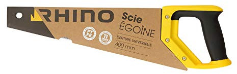 RHINO - Sega egoina 400 mm - Sega a mano per taglio legno - Rivestimento PTFE anti-attrito - Dentatura universale temprata 11 denti/pollice - Lunghezza 400 mm
