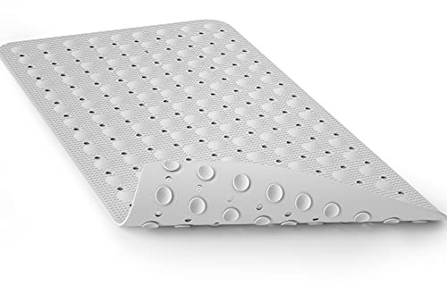 JOYCANO Rutschfeste Gummi-Badewannenmatte, Duschwannenmatte, Baby-Badematte, 100 % Naturkautschuk, keine chemischen Gerüche, perfekt für Baby und ältere Menschen, mit Saugnäpfen, 71x40.6 cm, weiß