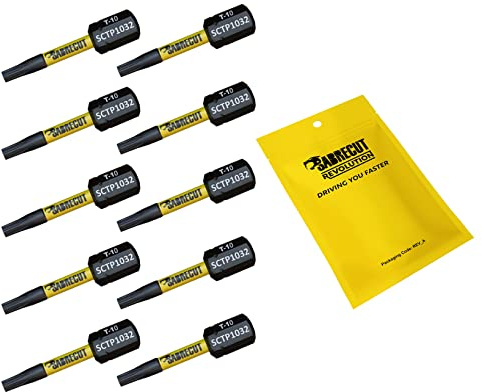 SabreCut 10pcs SCTP1032_10 32mm T10 TX10 Embouts vissage choc Robuste | Pointes forgées et acier de torsion traité thermiquement améliorent résistance aux chocs et durabilité