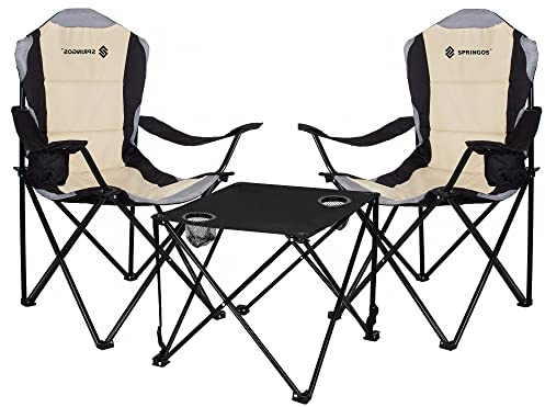 SPRINGOS Klapptisch mit Zwei Stühlen Campingtisch praktisches Set für unterwegs Festival Tisch und Stühle für den Strand
